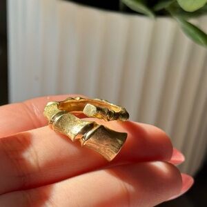 Vintage 1970’s 14k Solid yellow gold bypass bambo ring size 7